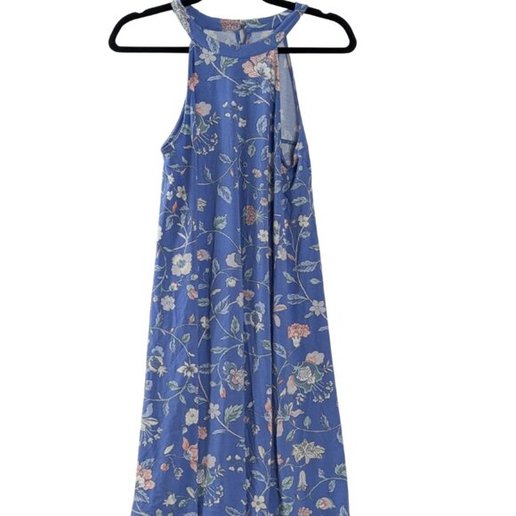LOFT Lavender Floral halter Aline sleeveless Stretchy Sundress XS - Picture 3 of 14